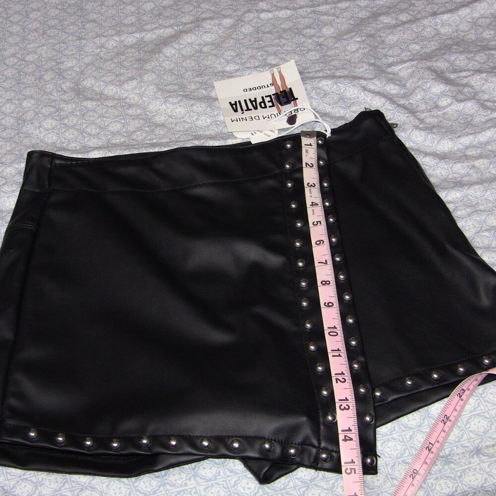 Telepatia Black Pleather Studded Skort - NWT - size M - Picture 7 of 11